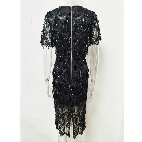 New Black Sequin Midi Dress - Picture 4 of 14